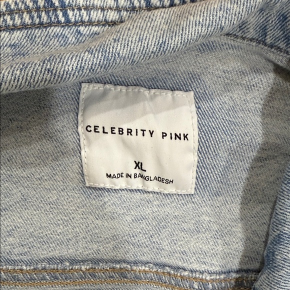 Celebrity Pink Light Blue Denim Distressed Cropped Jacket Size XL Extra Large - Picture 2 of 8
